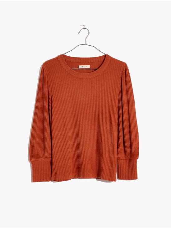 Madewell Sweaters - Madewell Brushed Rib Pleat-Sleeve Top